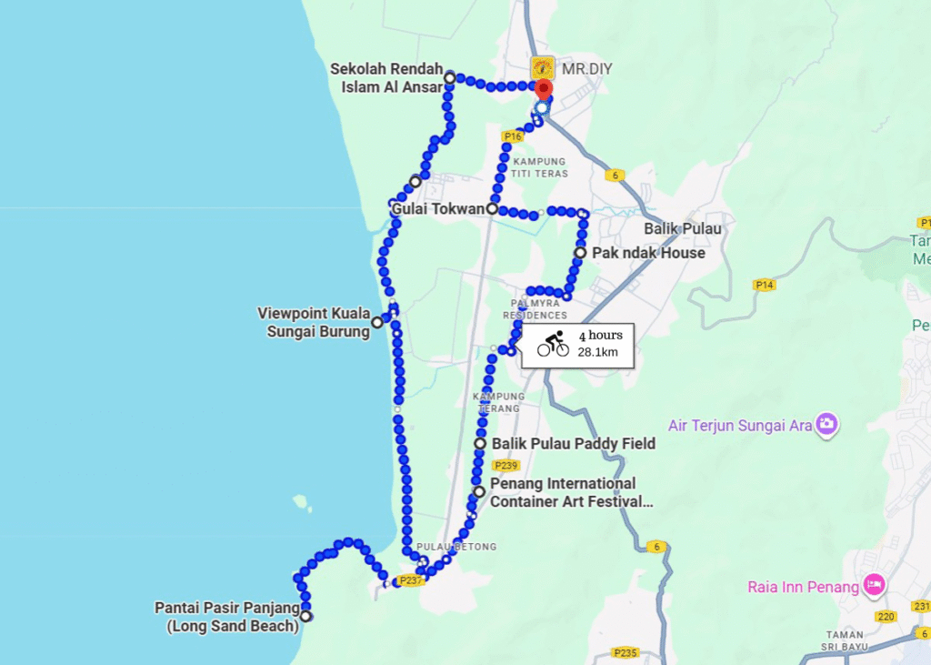 Longer Balik Pulau cycle route