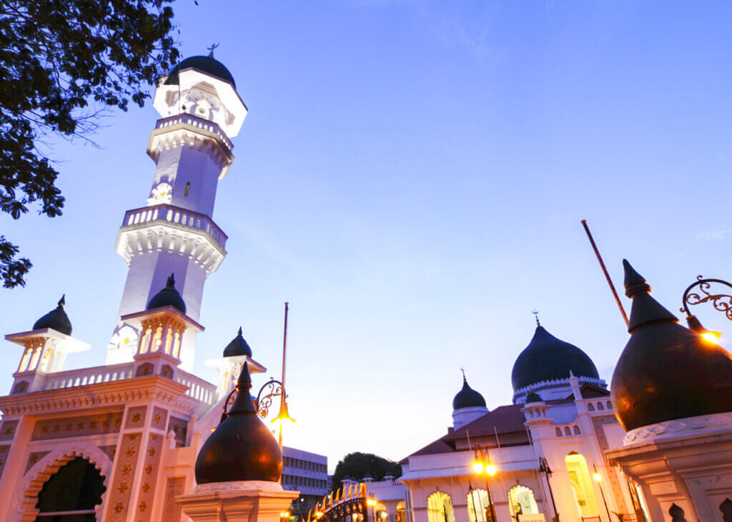 Kapitan Keling Mosque at sunset